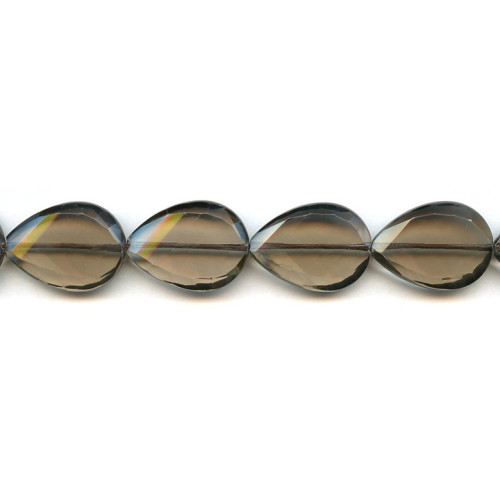 203-1491 Smoky Quartz <br>18x25 Faceted Twist Pear