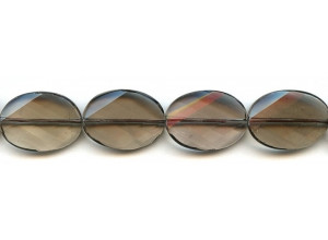 Smoky Quartz 18x25 Strip-faceted Twist Flat Oval