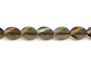 Smoky Quartz 13x18 Strip-faceted Twist Flat Oval