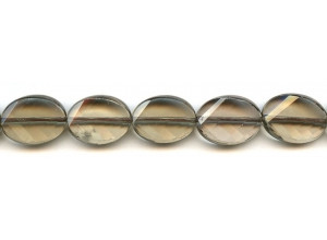 Smoky Quartz 15x20 Strip-faceted Twist Flat Oval