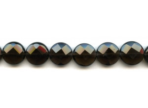 Smoky Quartz 16mm Faceted Coin