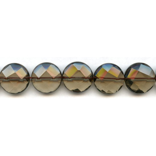 203-1598 Smoky Quartz <br>20mm Faceted Coin