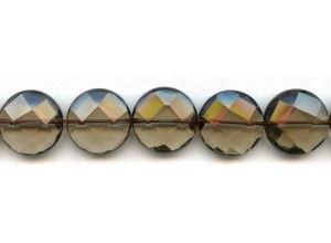 Smoky Quartz 20mm Faceted Coin