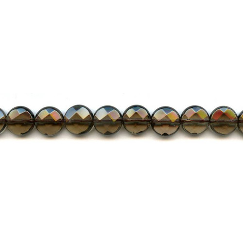 203-1787 Smoky Quartz <br>12mm Faceted Coin