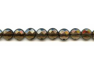 Smoky Quartz 12mm Faceted Coin