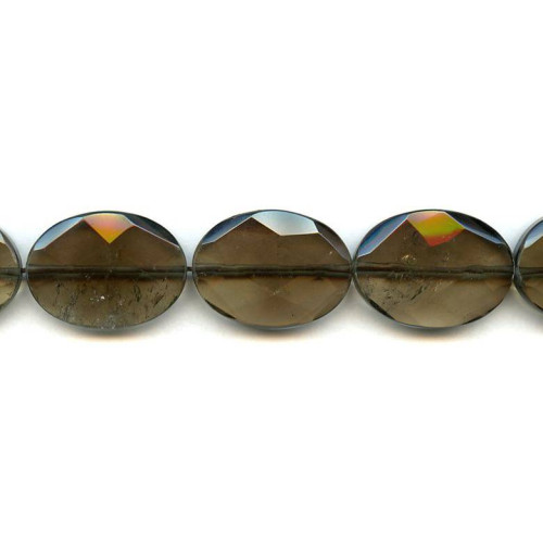 203-2011 Smoky Quartz <br>22x30 Faceted Flat Oval