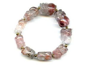 Super Seven Quartz 14-18mm Carved Pichiu Bracelet