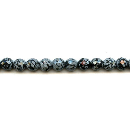 205-1048 Snowflake Obsidian <br>10mm Faceted Round