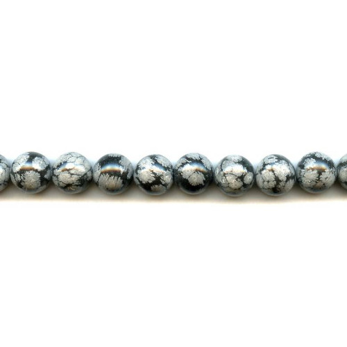 205-1050 Snowflake Obsidian <br>12mm Round