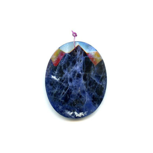 206-1069 Sodalite <br>40x50 Faceted Flat Oval Pendant