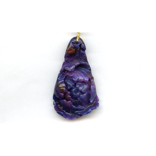 208-1107 Sugilite <br>52x30 Carved Pendant