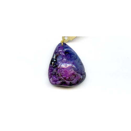 L3678-058E Sugilite <br>32x28 Carved Pendant