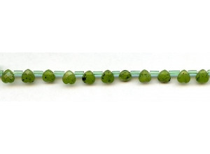 Green Jade 6mm Faceted Heart Briolette