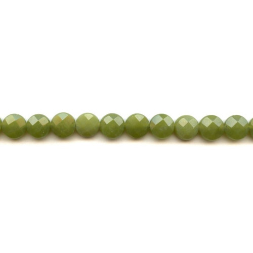 209-1174 Green Jade <br>10mm Faceted Coin