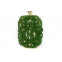 Green Jade 52x40 Carved Pendant