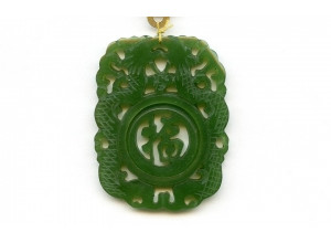 Green Jade 52x40 Carved Pendant