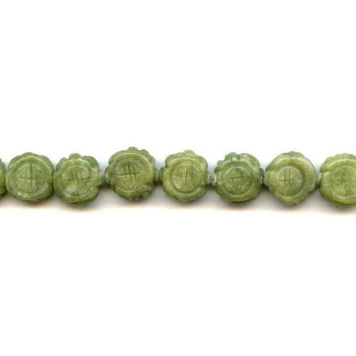 209-1344 Green Jade <br>15mm Carved Coin