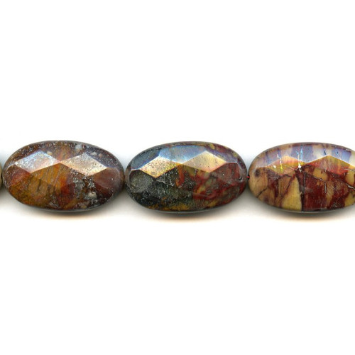 211-1002 Tiger Iron Jasper <br>20x35 Faceted Flat Oval