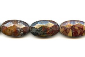 Tiger Iron Jasper 20x35 Faceted Flat Oval