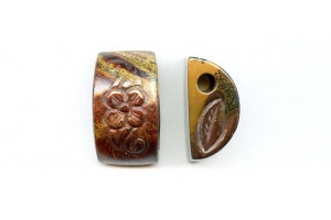 Tiger Iron Jasper 32x19 Carved Pendant