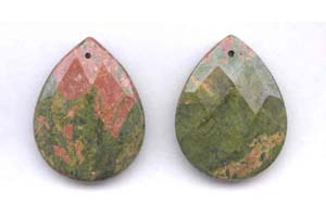 Unakite 35x45 Faceted Flat Pear Pendant