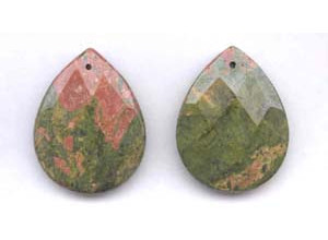 Unakite 35x45 Faceted Flat Pear Pendant