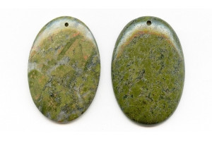 Unakite 52x36 Flat Oval Pendant