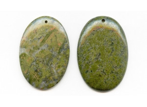 Unakite 52x36 Flat Oval Pendant