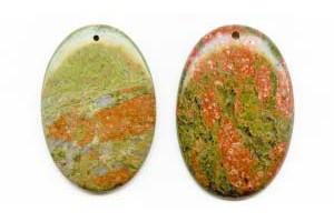 Unakite 52x36 Flat Oval Pendant