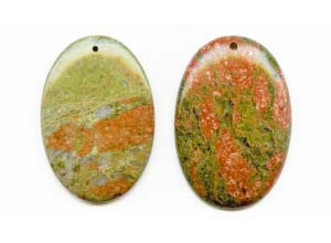 Unakite 52x36 Flat Oval Pendant