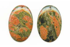 Unakite 52x36 Flat Oval Pendant