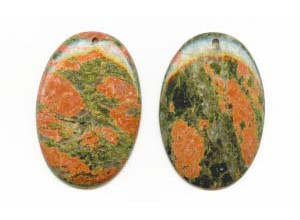 Unakite 52x36 Flat Oval Pendant