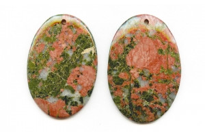 Unakite 53x35 Flat Oval Pendant