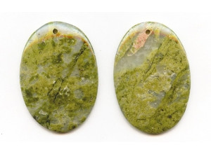 Unakite 53x35 Flat Oval Pendant