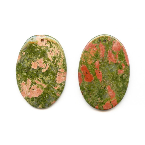 213-1059 Unakite <br>53x35 Flat Oval Pendant