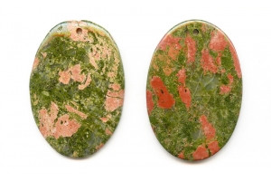 Unakite 53x35 Flat Oval Pendant