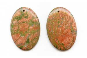 Unakite 50x35 Flat Oval Pendant