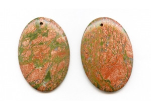 Unakite 50x35 Flat Oval Pendant