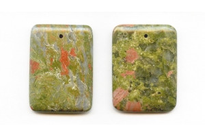 Unakite 42x32 Flat Rectangle Pendant