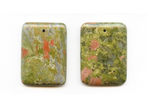 Unakite 42x32 Flat Rectangle Pendant