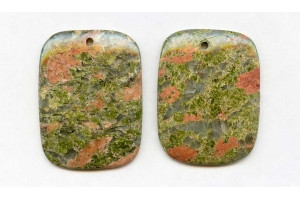 Unakite 45x34 Flat Rectangle Pendant