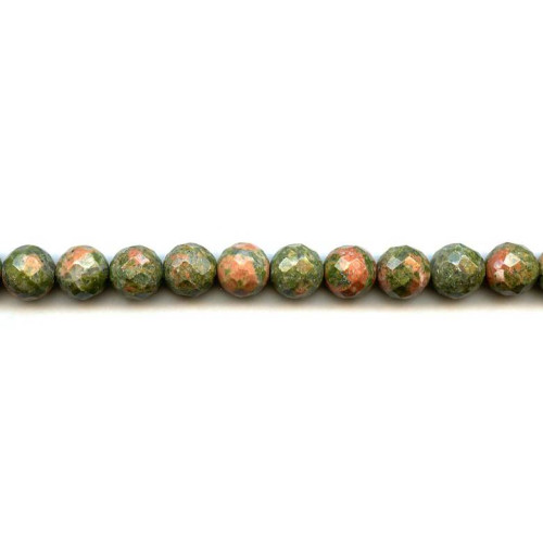 213-1143 Unakite <br>10mm Faceted Round