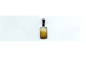 Yellow Jade 13x8 Faceted Rectangle Silver Pendant