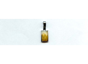 Yellow Jade 13x8 Faceted Rectangle Silver Pendant