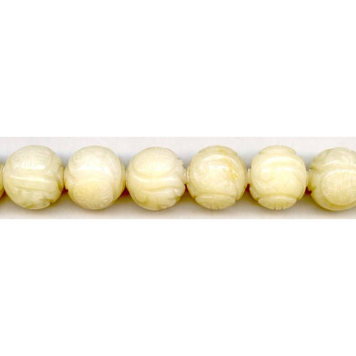 214-1307 Yellow Jade <br>18mm Carved Round