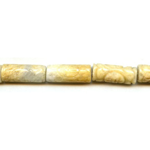 214-1312 Yellow Jade <br>12x30 Carved Tube