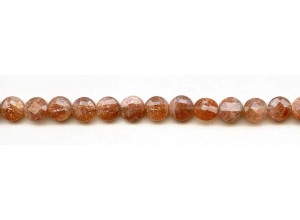 Gold Sunstone 8mm Faceted Coin