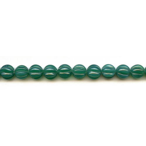 222-1105 Green Onyx <br>10mm Corrugated Round