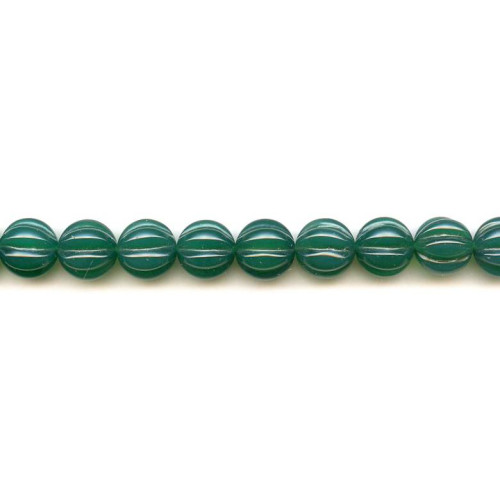 222-1107 Green Onyx <br>12mm Corrugated Round