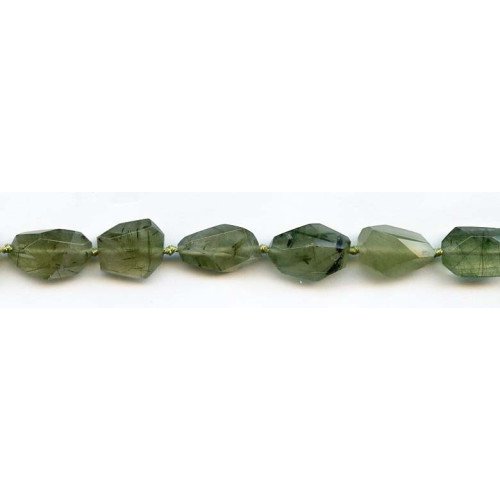 225-1656 Green Rutilated Quartz <br>8-12x Faceted Flat Nugget